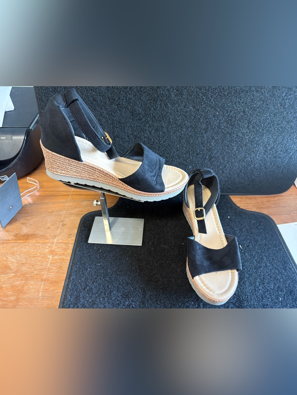 🖤 Black Espadrille Wedge Sandals Women’s Size 7.5-8 NWOT 🖤